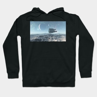 A Spaceship in the alien planet mountains Hoodie